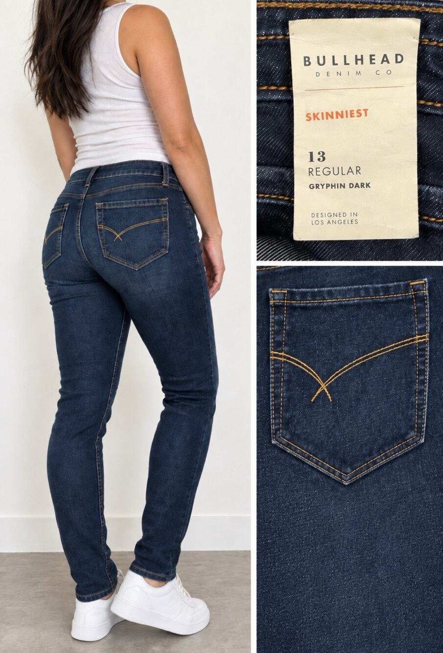 Y2K Bullhead Denim Co Women's Skinniest Jeans 13 Dark Wash Indigo Gryphin NWT